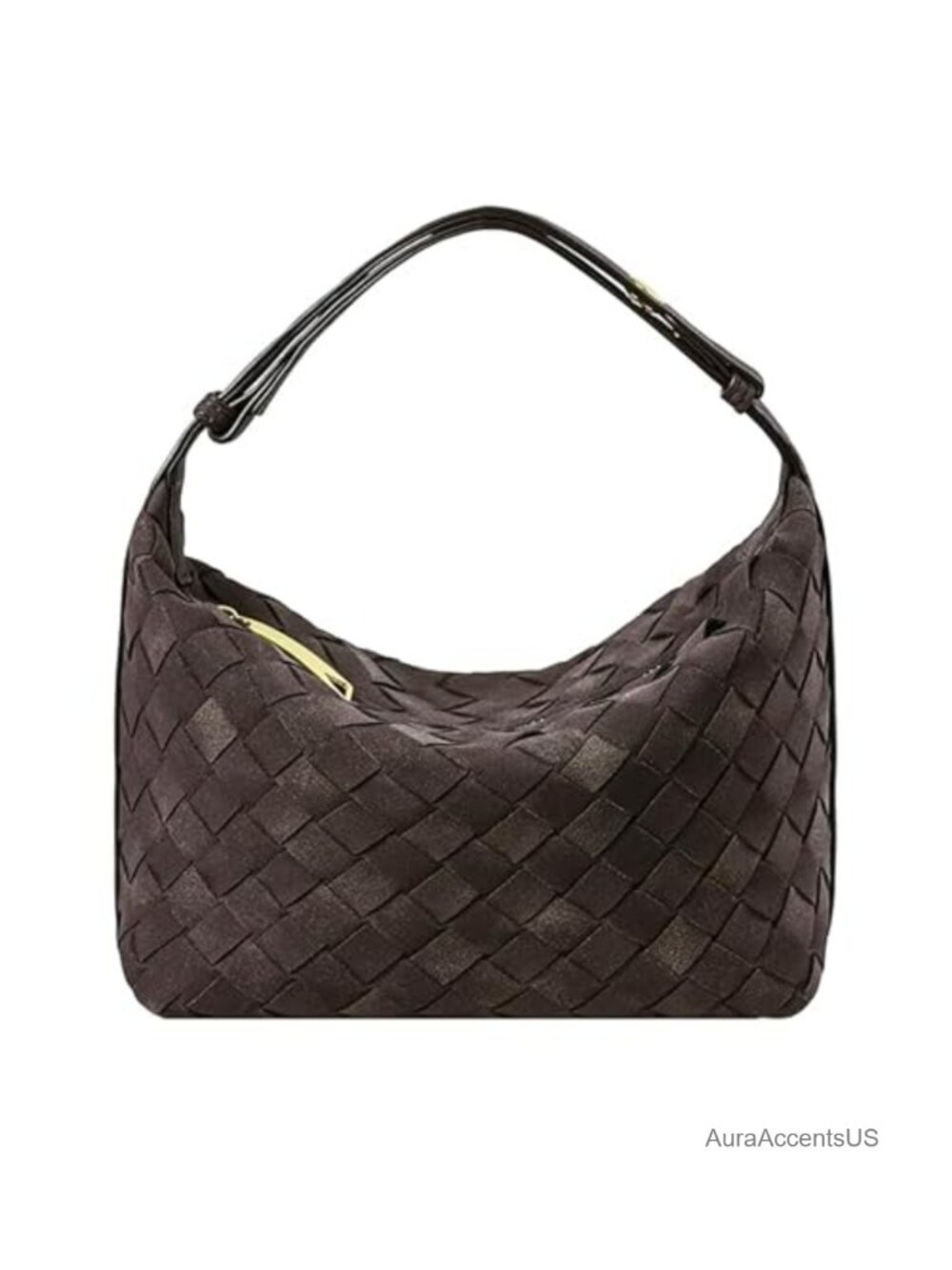 Handwoven Faux Leather Top-Handle Handbag with Adjustable Strap